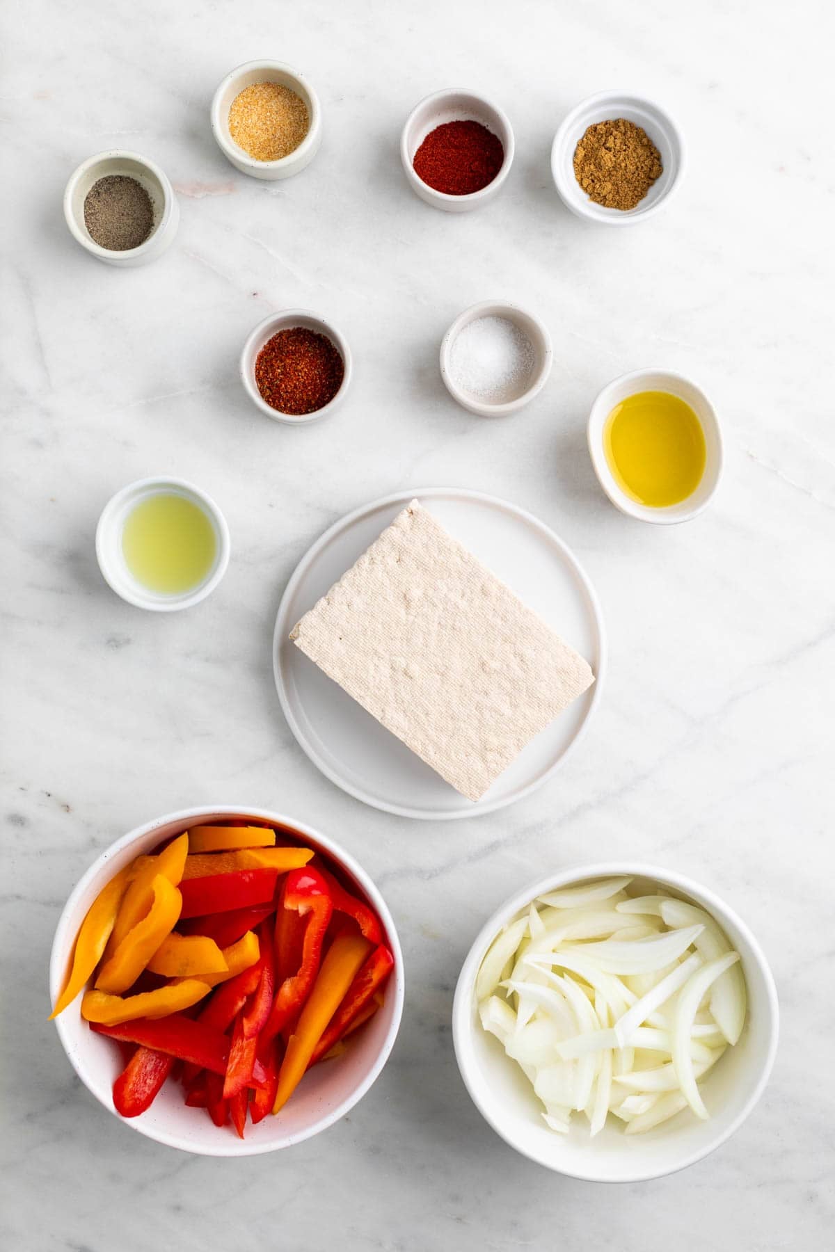 Ingredients for tofu fajitas