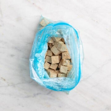 Tofu coated in cornstarch