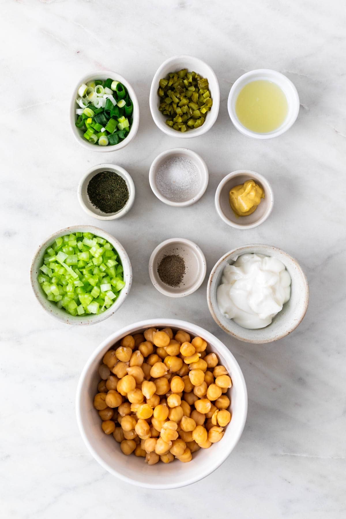 Ingredients for vegan chickpea salad