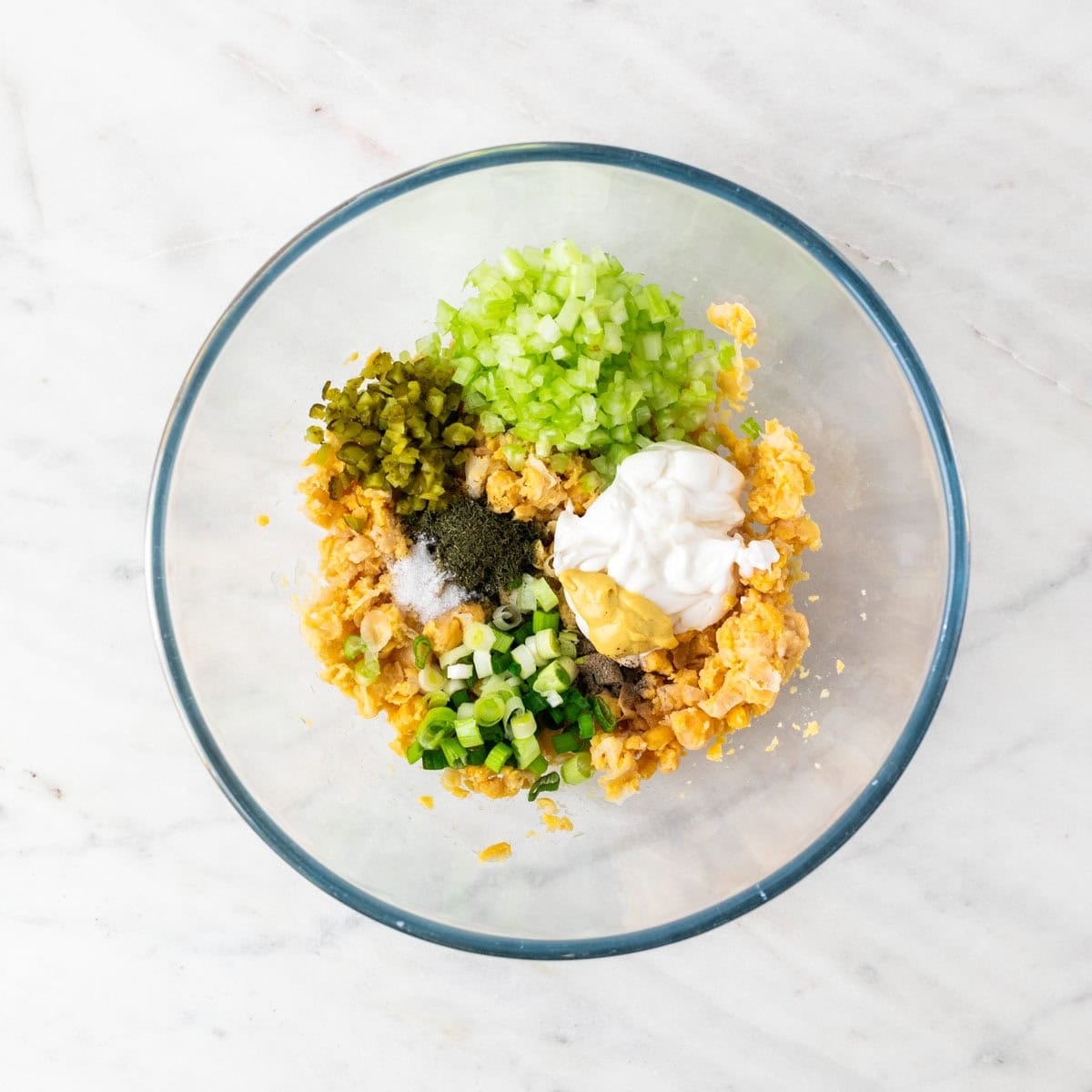 All the ingredients in a bowl before mixing