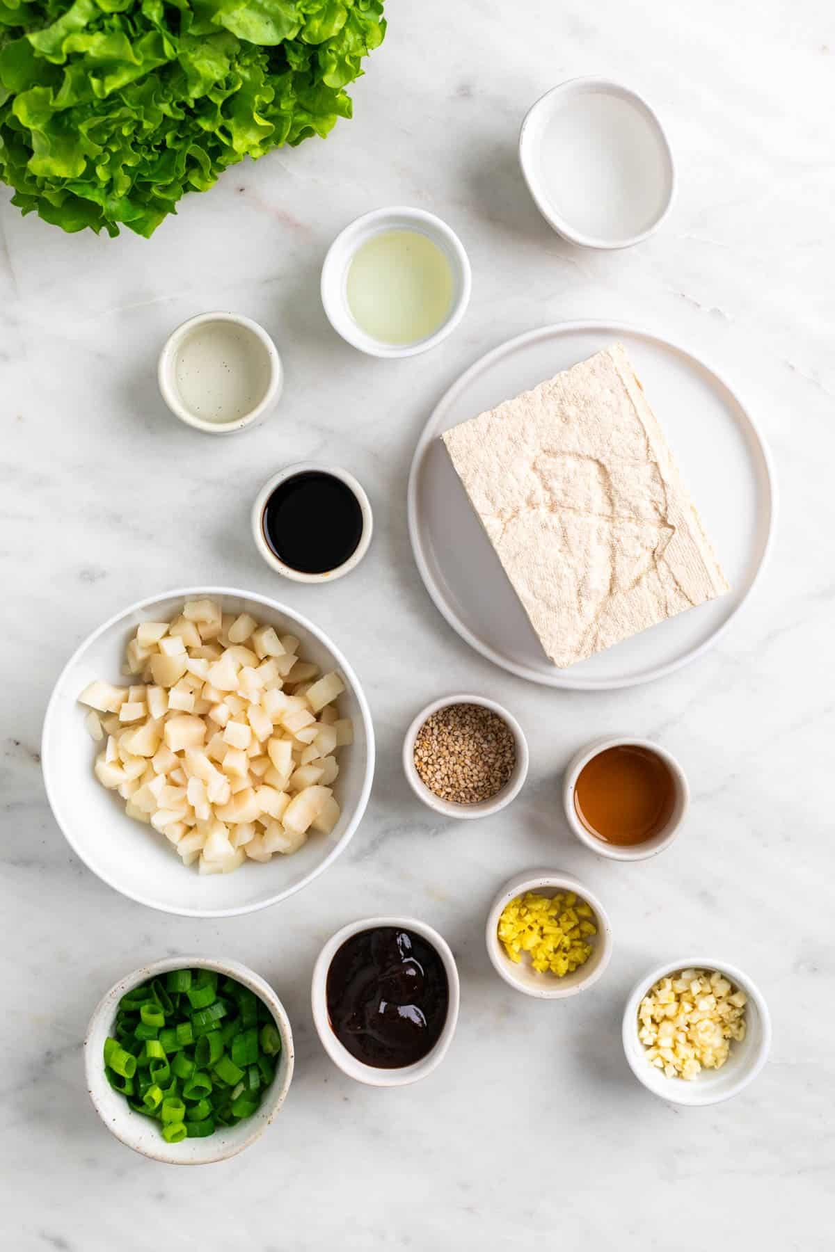 Ingredients for tofu lettuce wraps