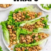 Tofu lettuce wraps with extra tofu filling and toppings on a plate