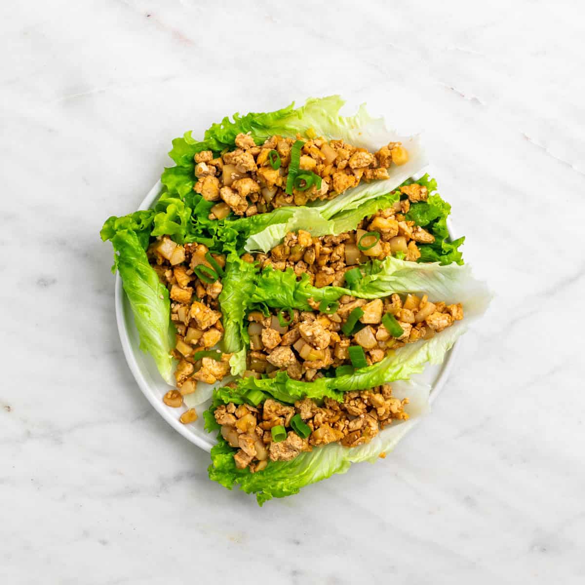 Tofu lettuce wraps served on a plate