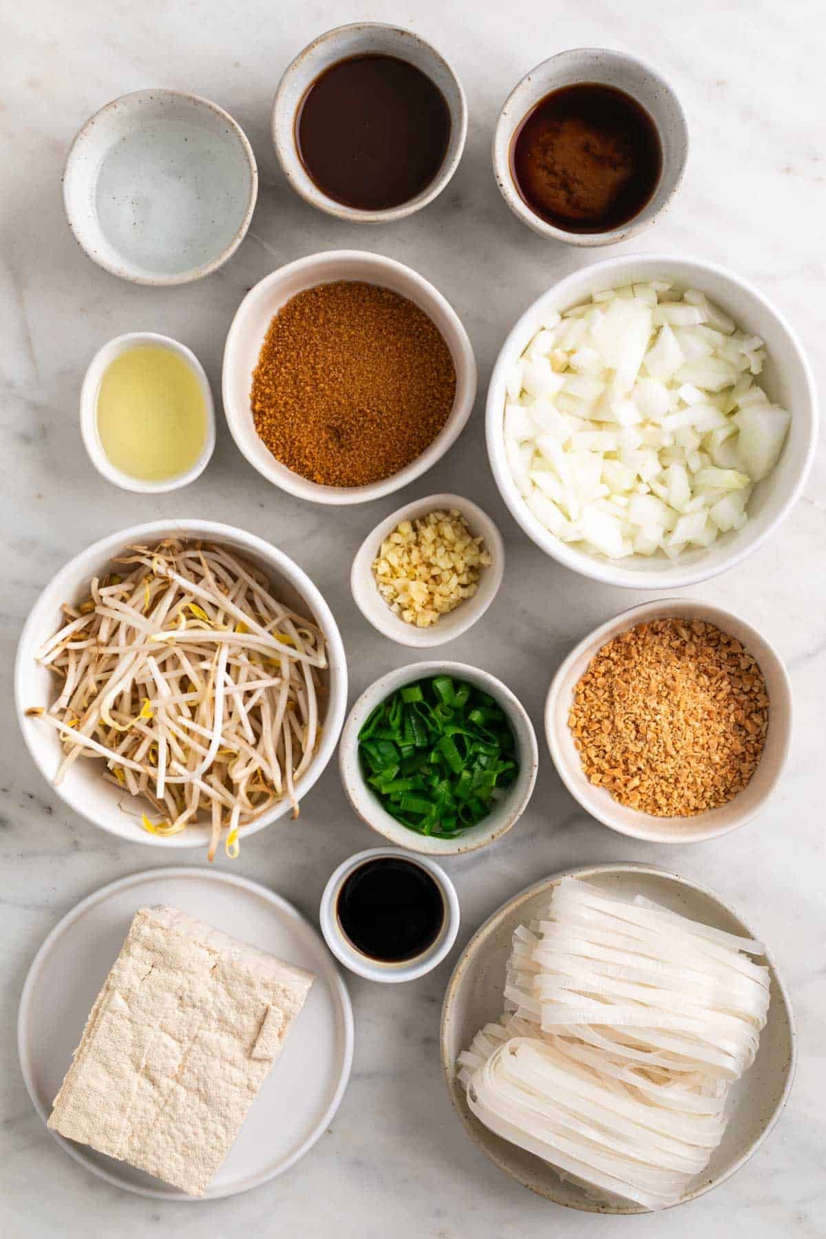Ingredients for tofu pad Thai