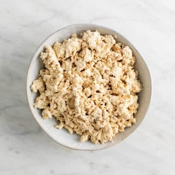 Crumbled tofu in a bowl