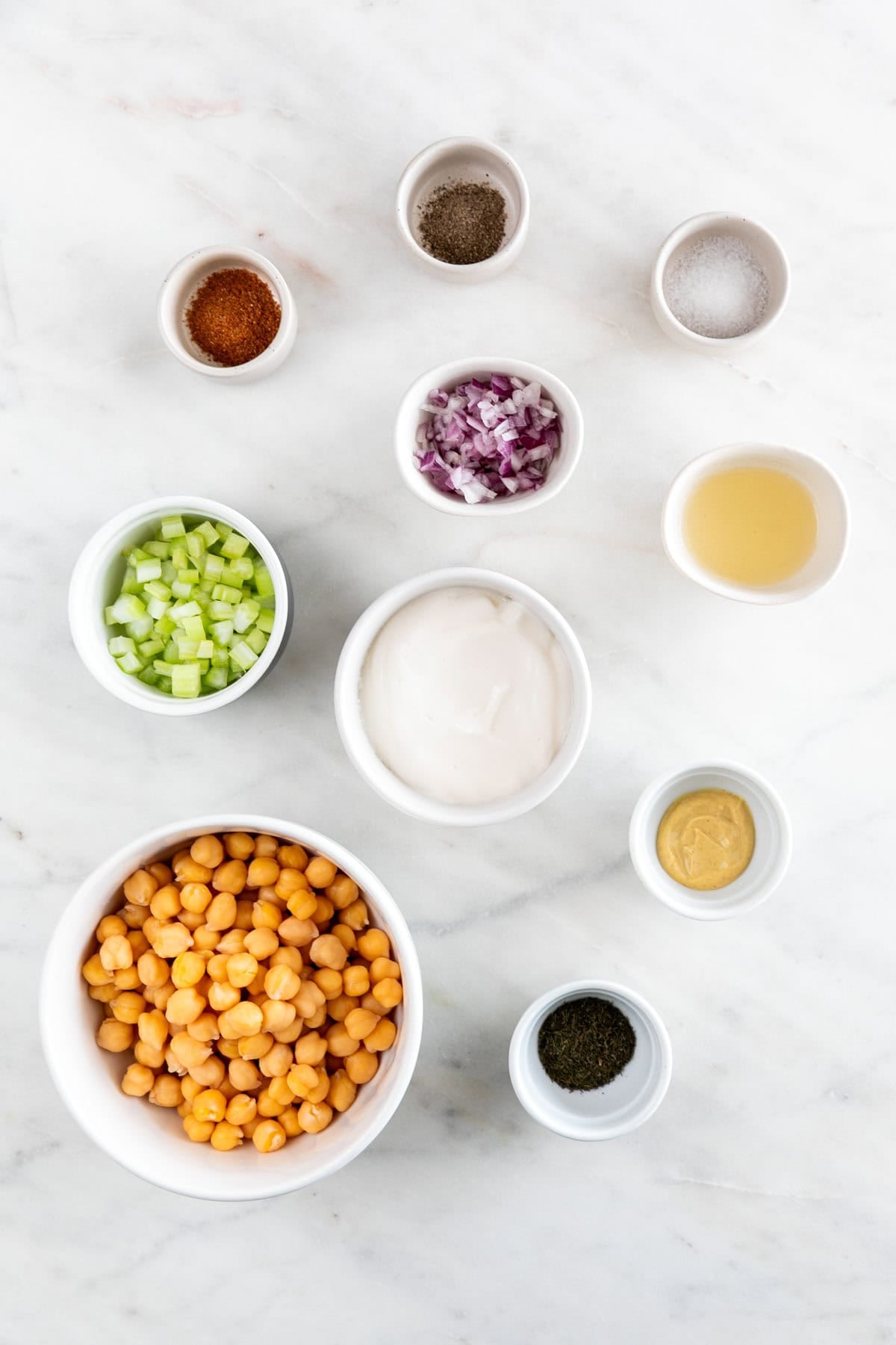 Ingredients for vegan chicken salad