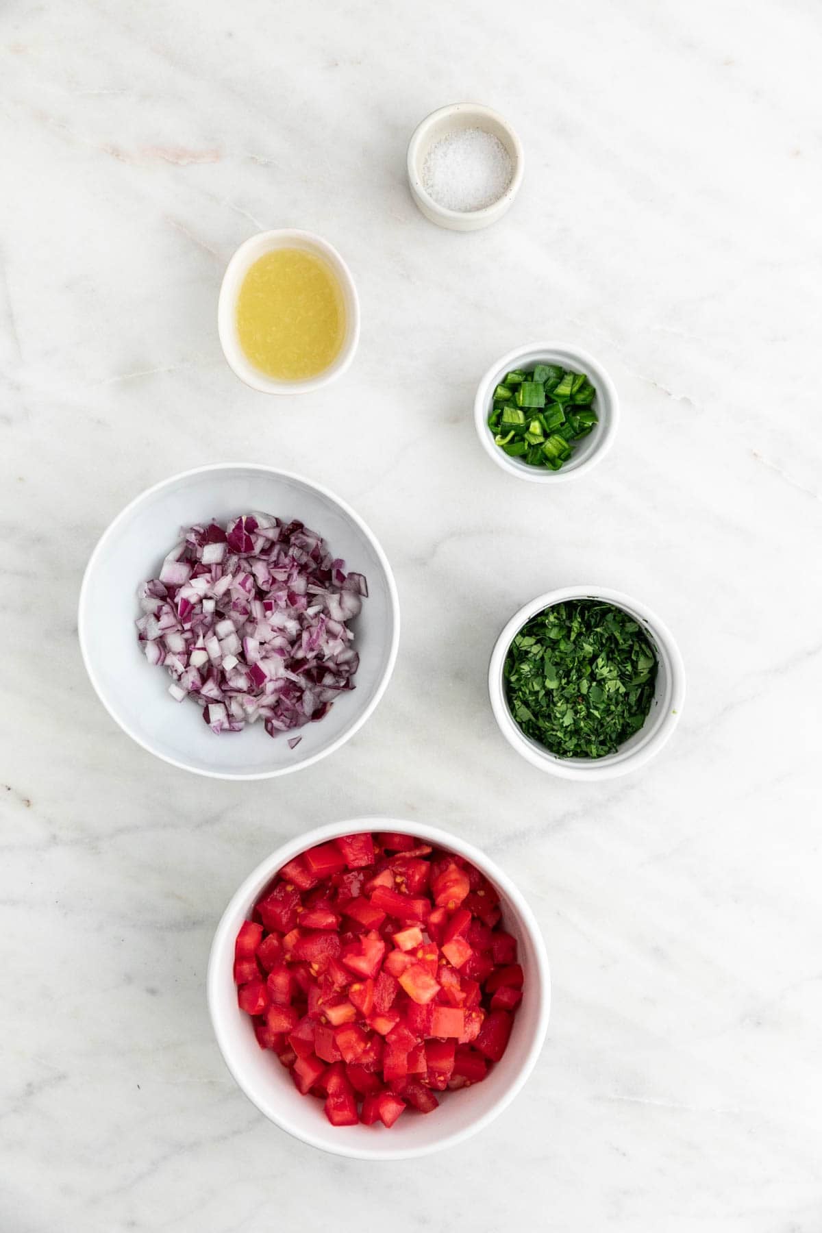 Ingredients for easy pico de gallo