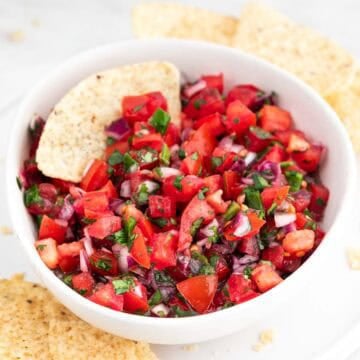Homemade pico de gallo served as a dip with plenty of tortilla chips