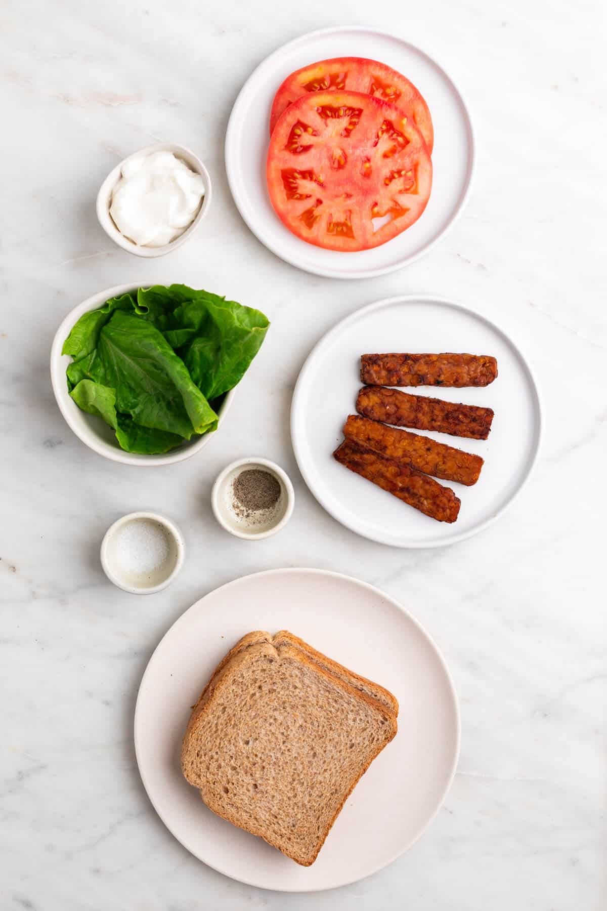 Ingredients for vegan BLT