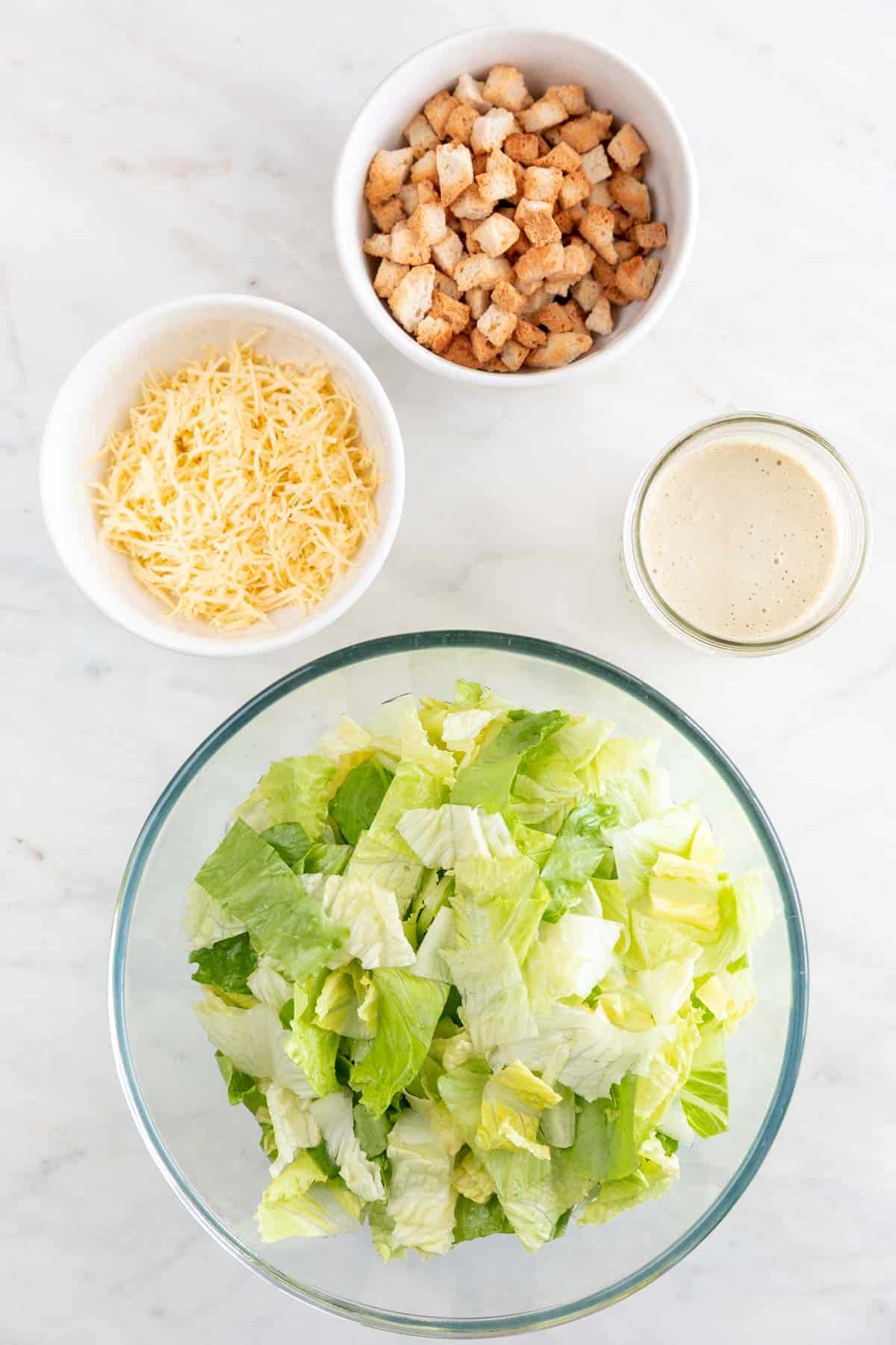 Ingredients for vegan Caesar salad
