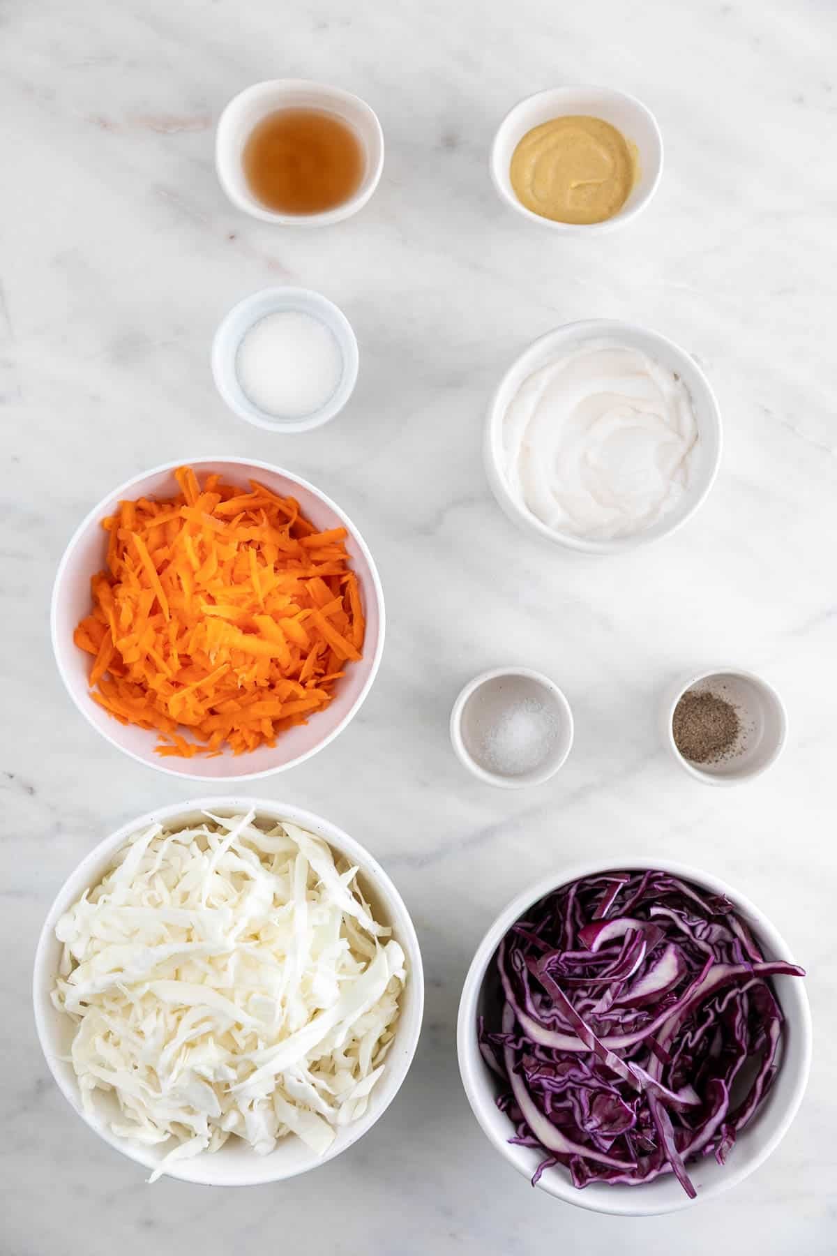 Ingredients for vegan coleslaw