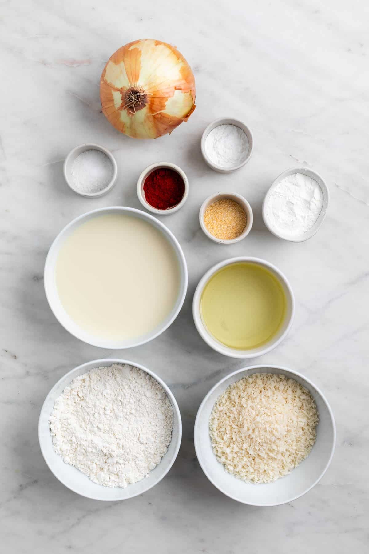 Ingredients for vegan onion rings