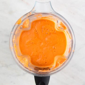 Gazpacho blended in a blender jar