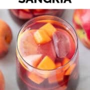 Spanish sangria served in two glasses with ice and tender fruit around them