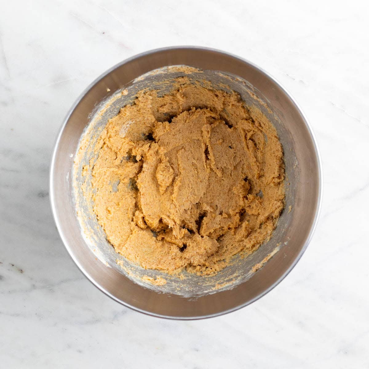 Vegan butter and sugars beaten until fluffy