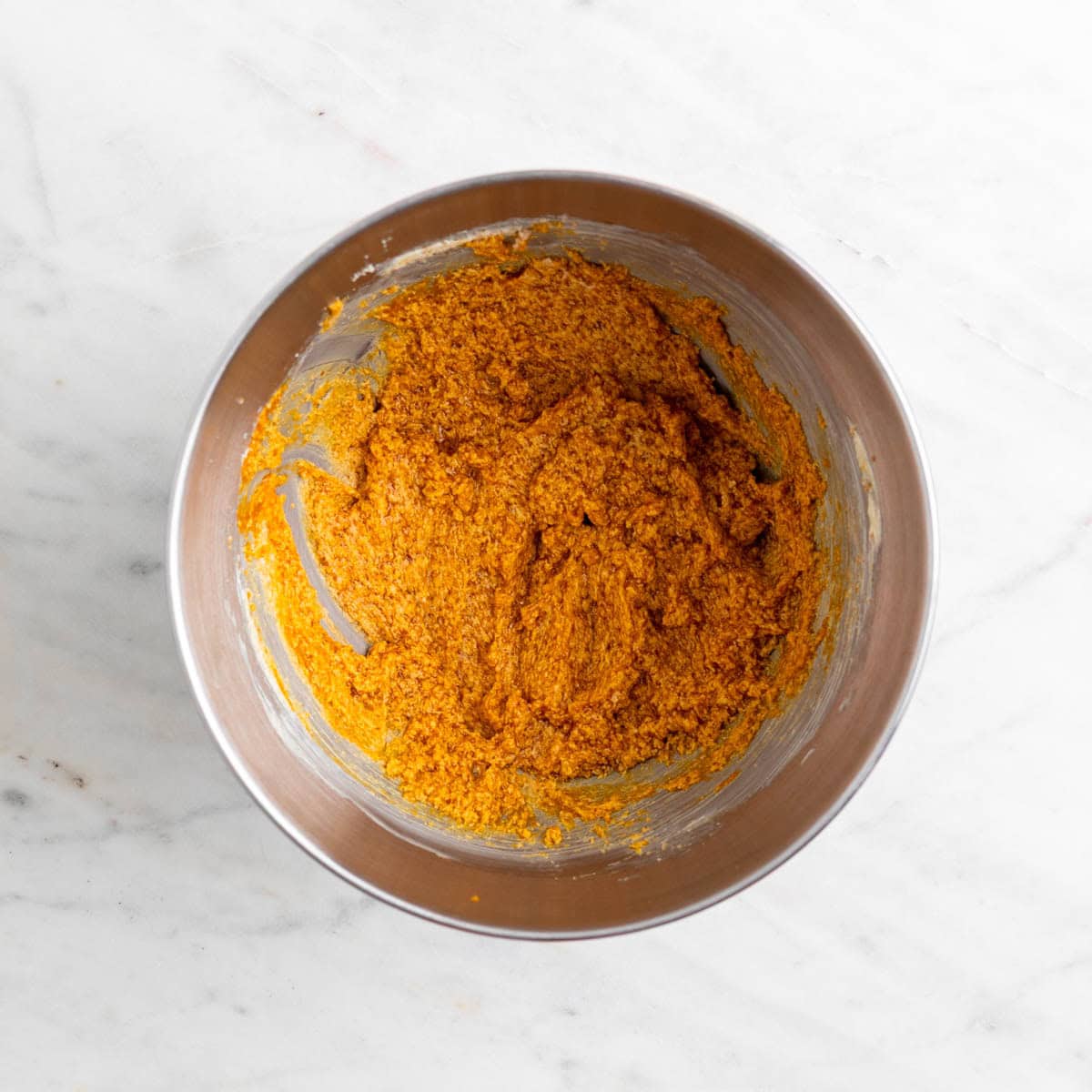 Pumpkin puree and vanilla mixed into the dough