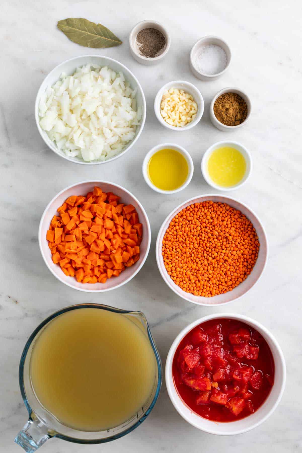 Ingredients for vegan red lentil soup