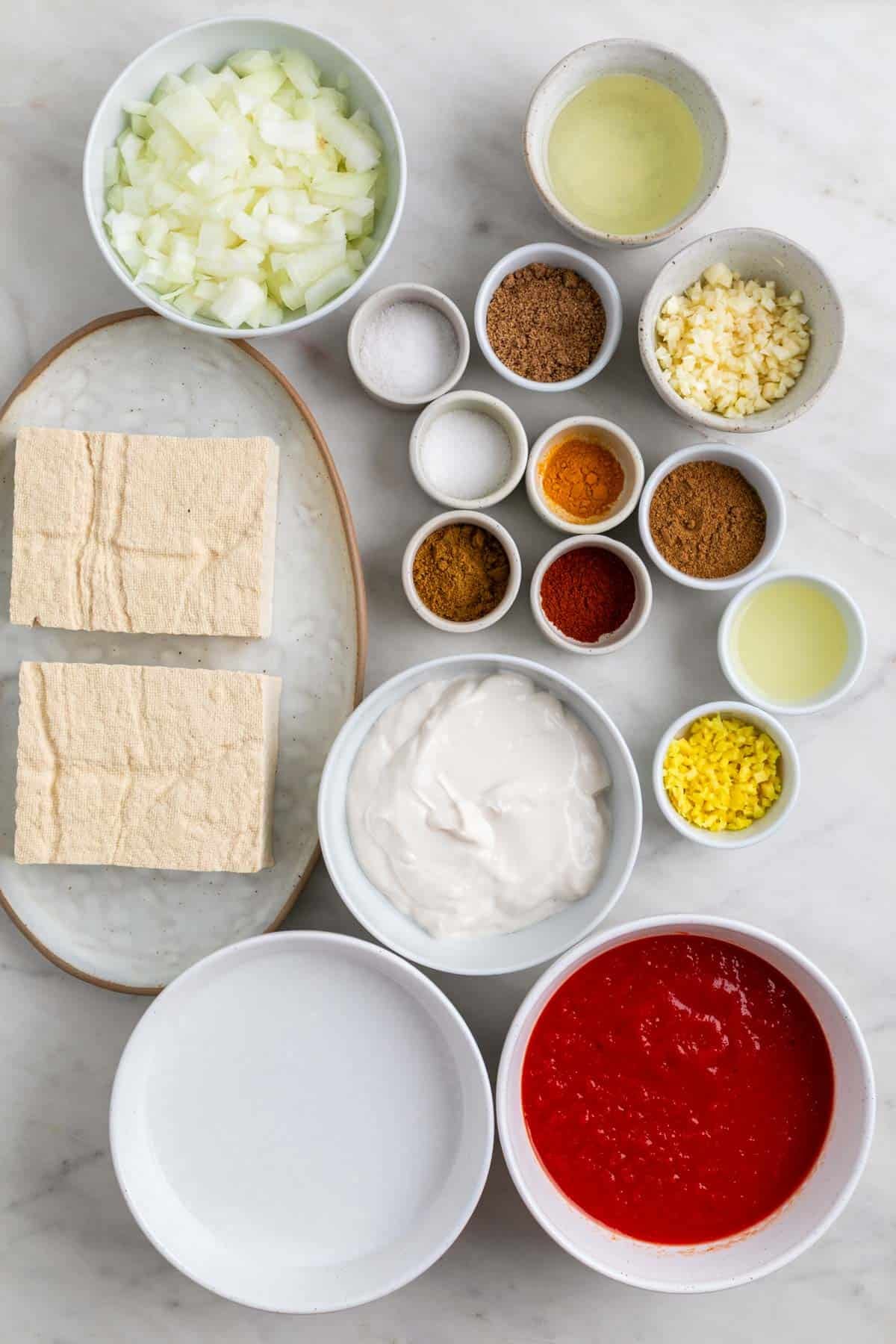 Ingredients for tofu tikka masala