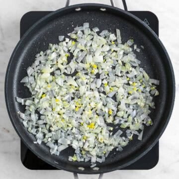 Garlic and ginger added to the onion
