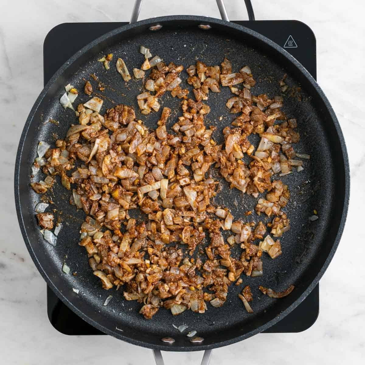 Spices mixed with onion, garlic, and ginger