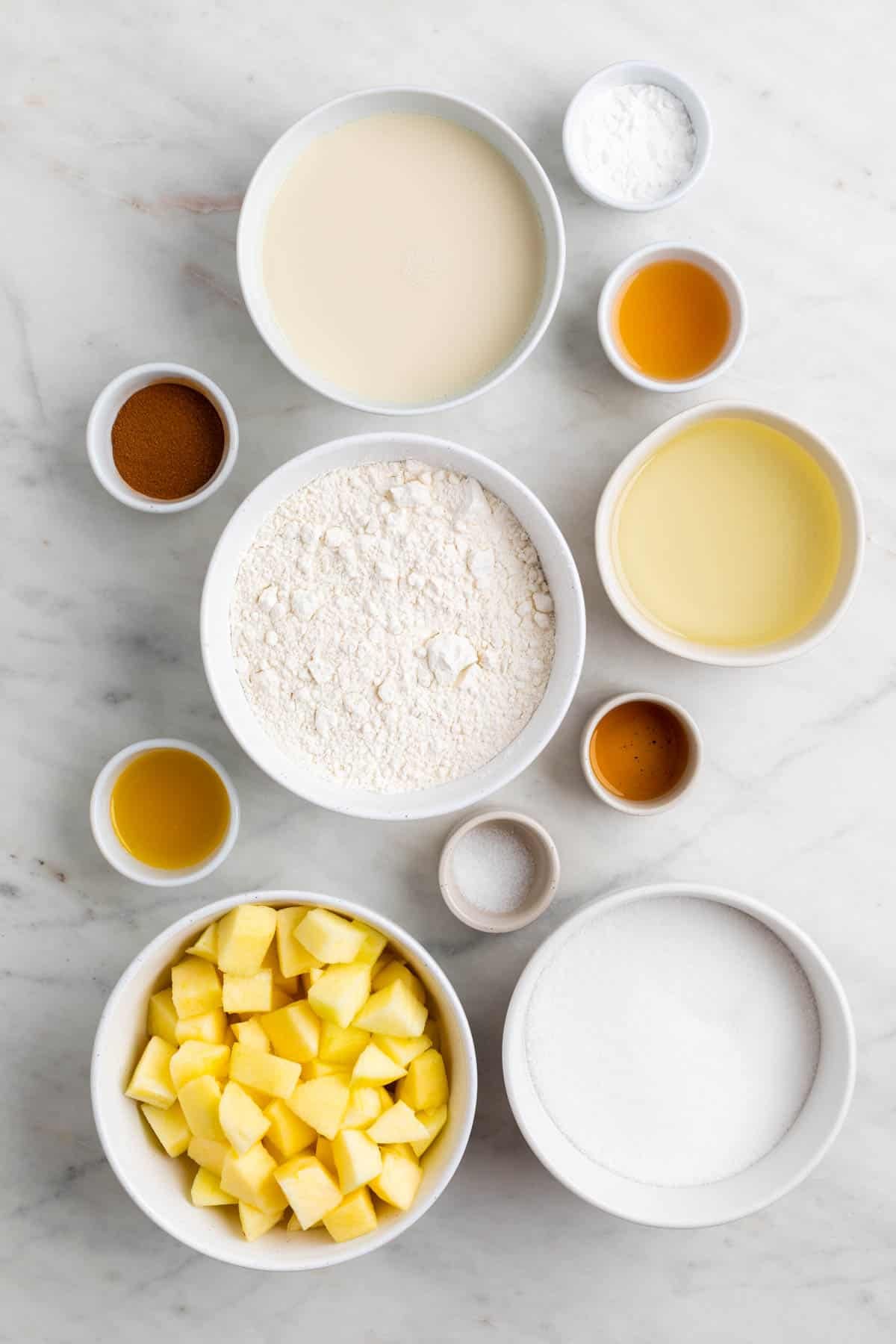Ingredients for vegan apple cake