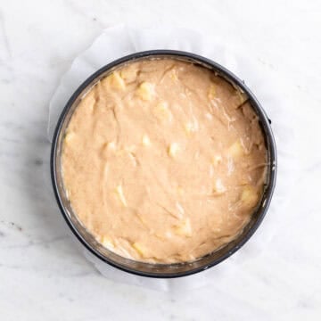 Apple cake batter in the pan