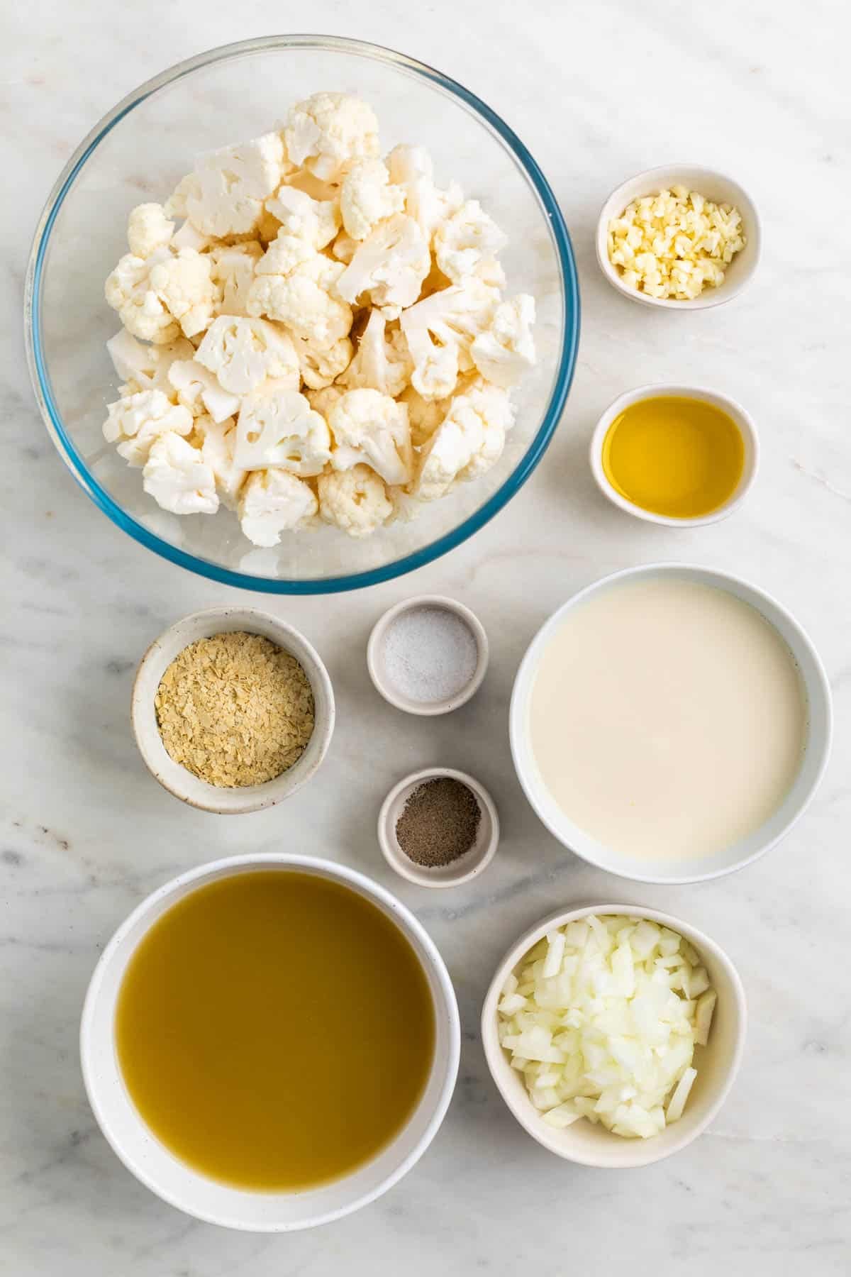 Ingredients for vegan cauliflower soup