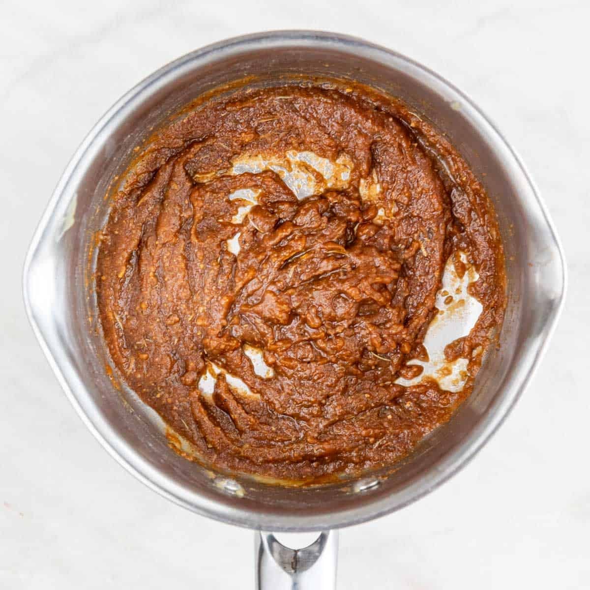 Soy sauce stirred into the gravy mixture