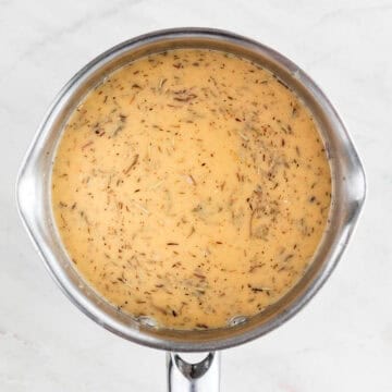 Vegetable broth and non-dairy milk added to the gravy