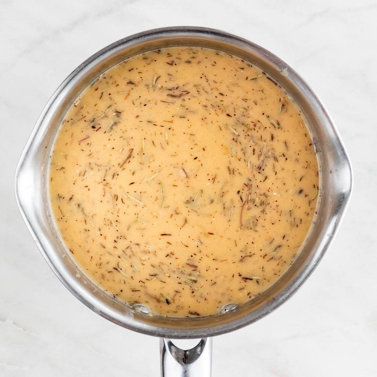 Vegetable broth and non-dairy milk added to the gravy