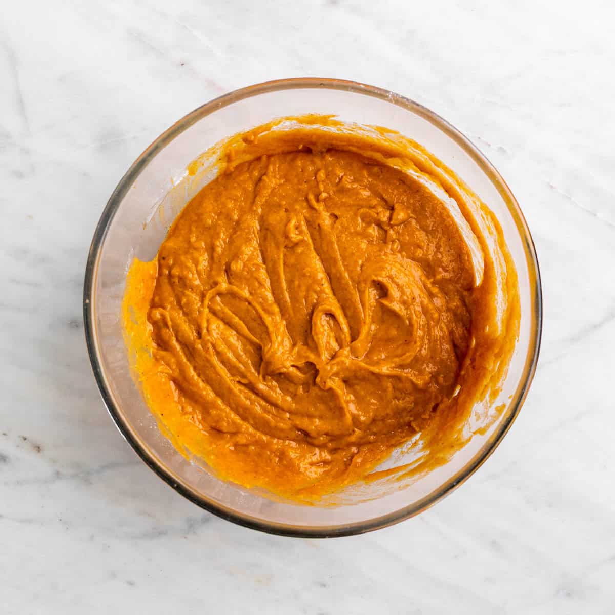 Pumpkin bar batter mixed