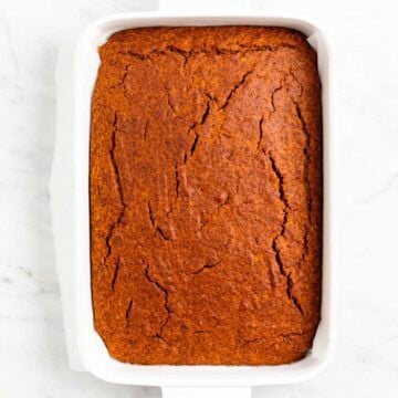 Baked vegan pumpkin bars in the pan