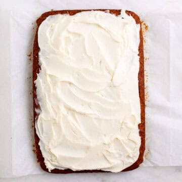 Frosted vegan pumpkin bars removed from the pan