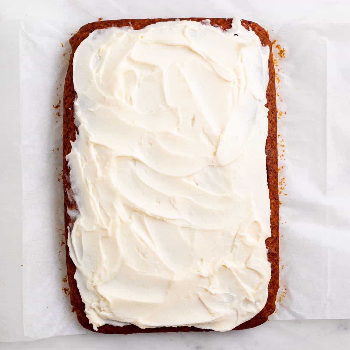 Frosted vegan pumpkin bars removed from the pan