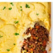 Vegan Shepherd’s pie with mashed potato topping and filling