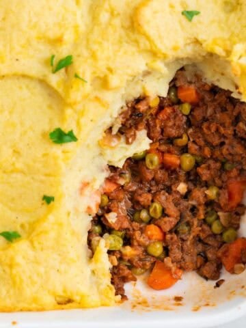 Vegan Shepherd's pie with a serving removed