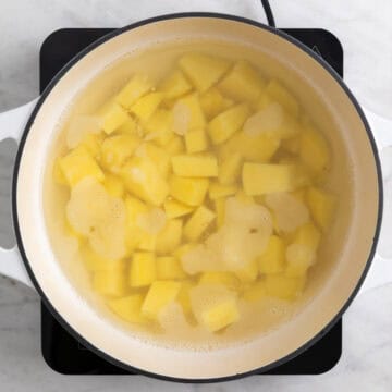 Potatoes cooking in a pot
